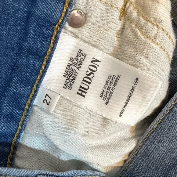 Hudson Natalie Mid Rise Super Skinny Ankle Jeans White Side Stripe Women’s 27 - Picture 11 of 13